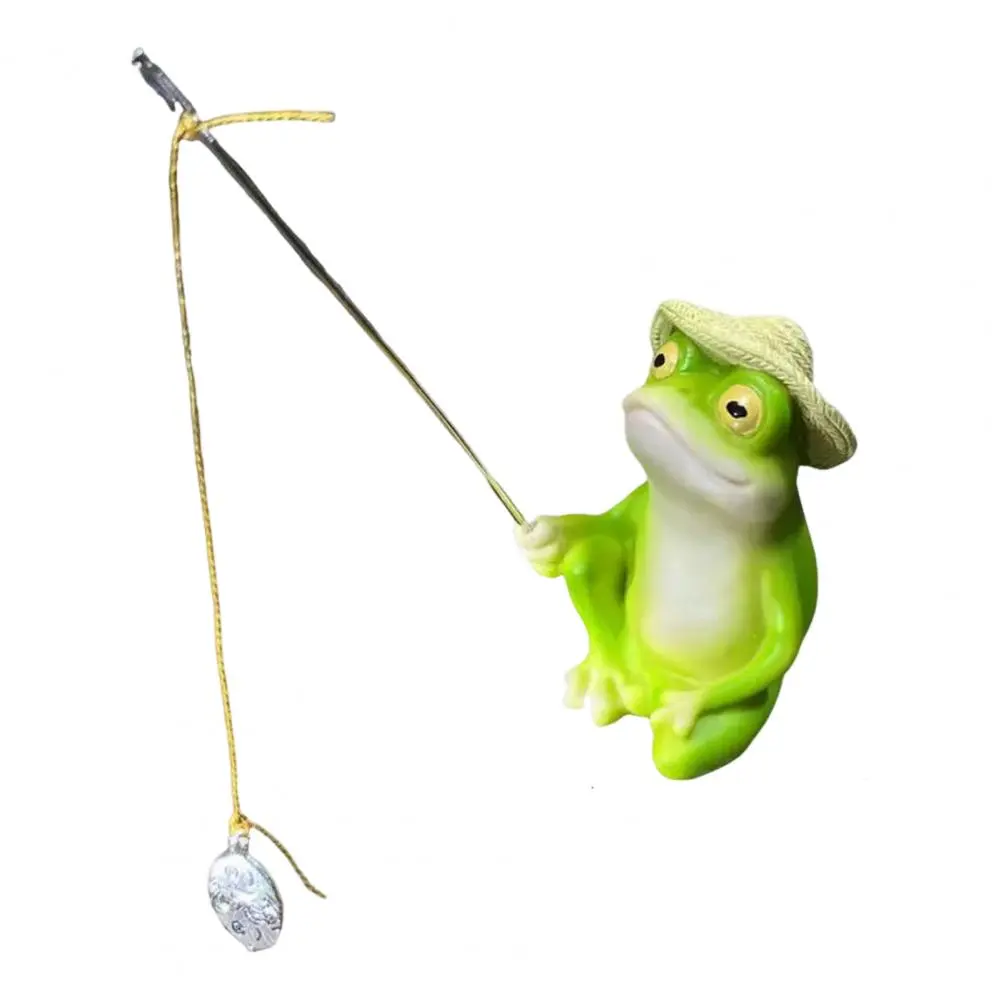 Realistic Panda Figurine for Fish Tank Resin Fishing Frog Panda Figurines for Garden Pond Decoration Mini Pond for Outdoor