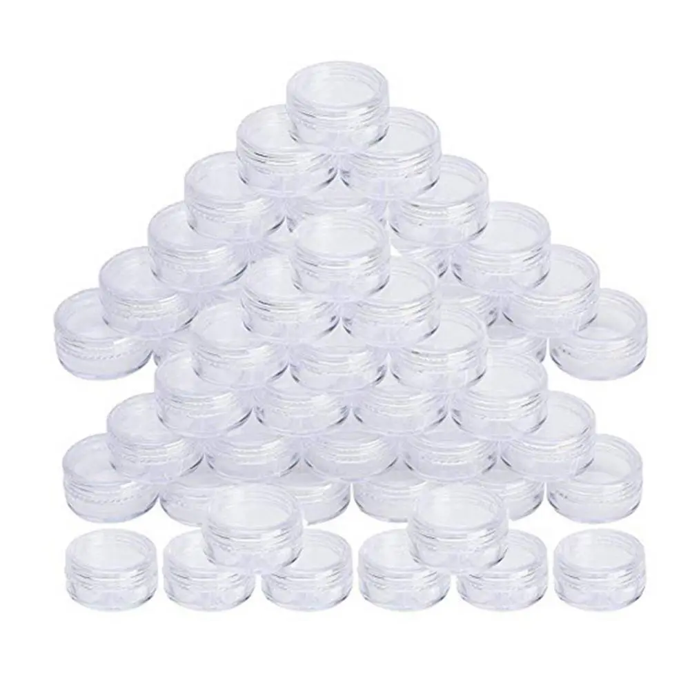 50Pcs/Set 5g Plastic Creams Makeup Transparent Empty Cosmetic Jar Storage Bottle Boxe Container Organizer Household Item