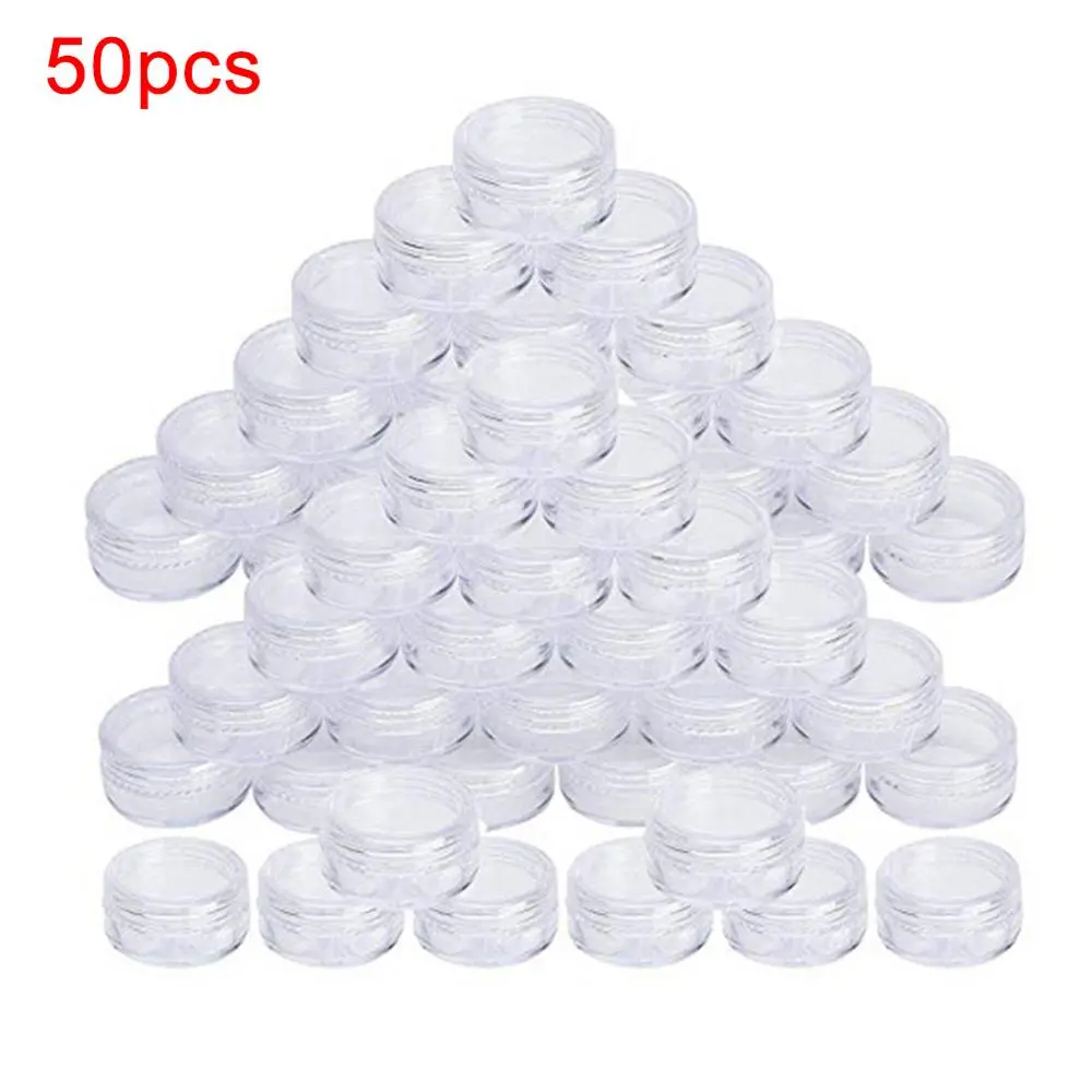 50Pcs/Set 5g Plastic Creams Makeup Transparent Empty Cosmetic Jar Storage Bottle Boxe Container Organizer Household Item