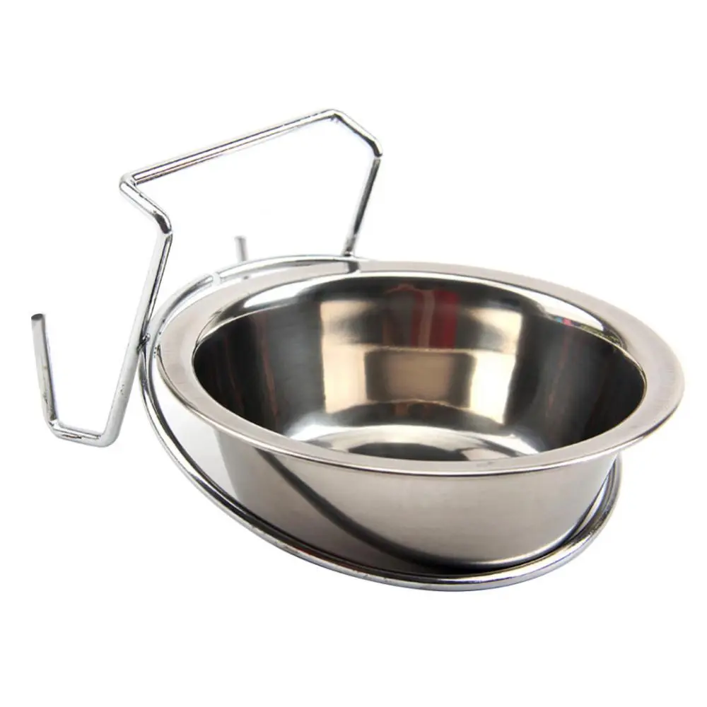Stainless Steel Dog Pet Bowl Cage Crate Hanging Food Dish Water Feeder with Hook 2019