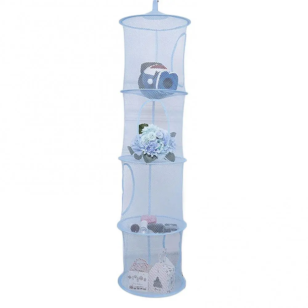 Hanging Basket Sundries Organizer4 Layers Mesh Folding Kids Toys Storage Rack