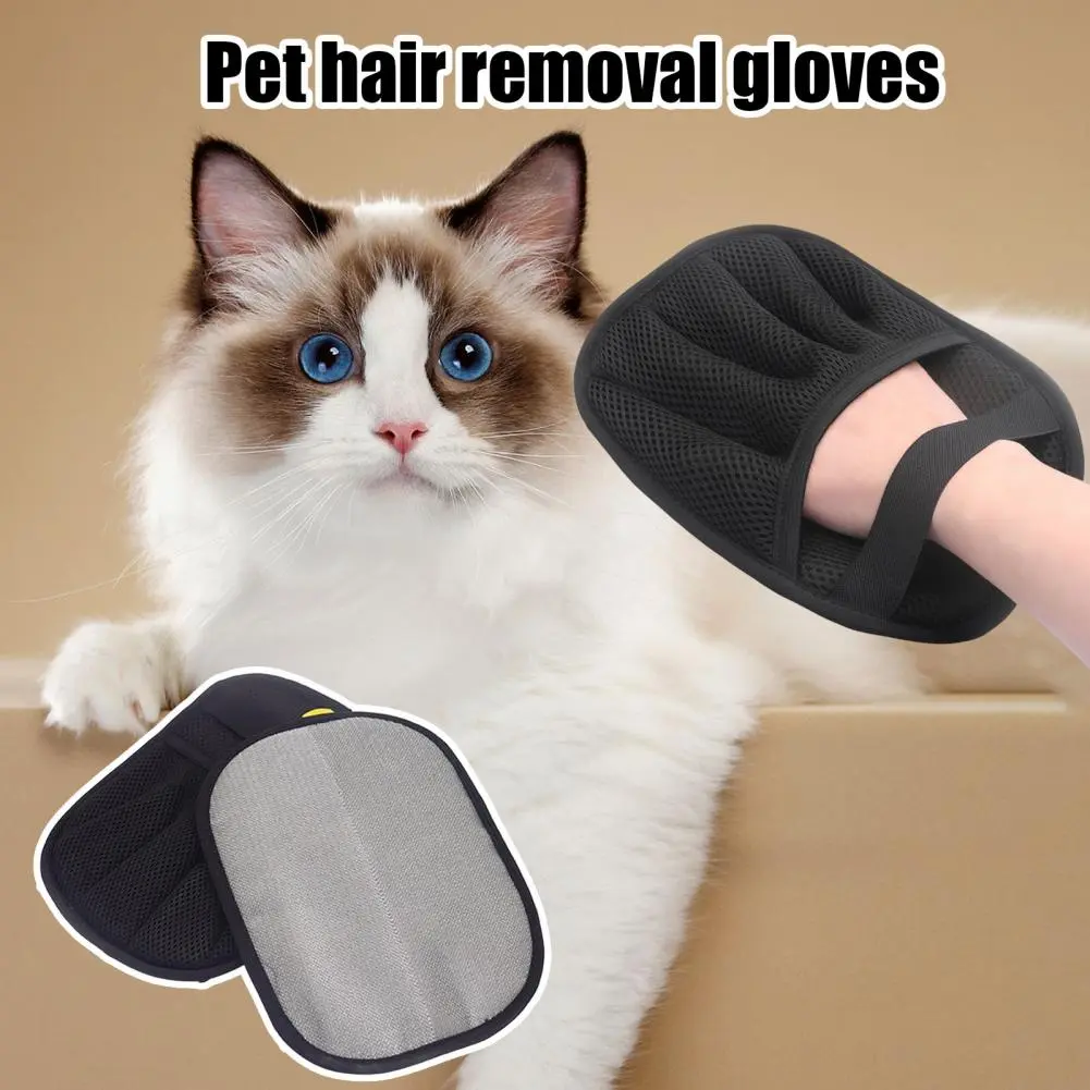 Breathable Mesh Pet Grooming Gloves Dual-sided Pet Hair Remover Gloves for Furniture Car Seats for Deshedding for Cats