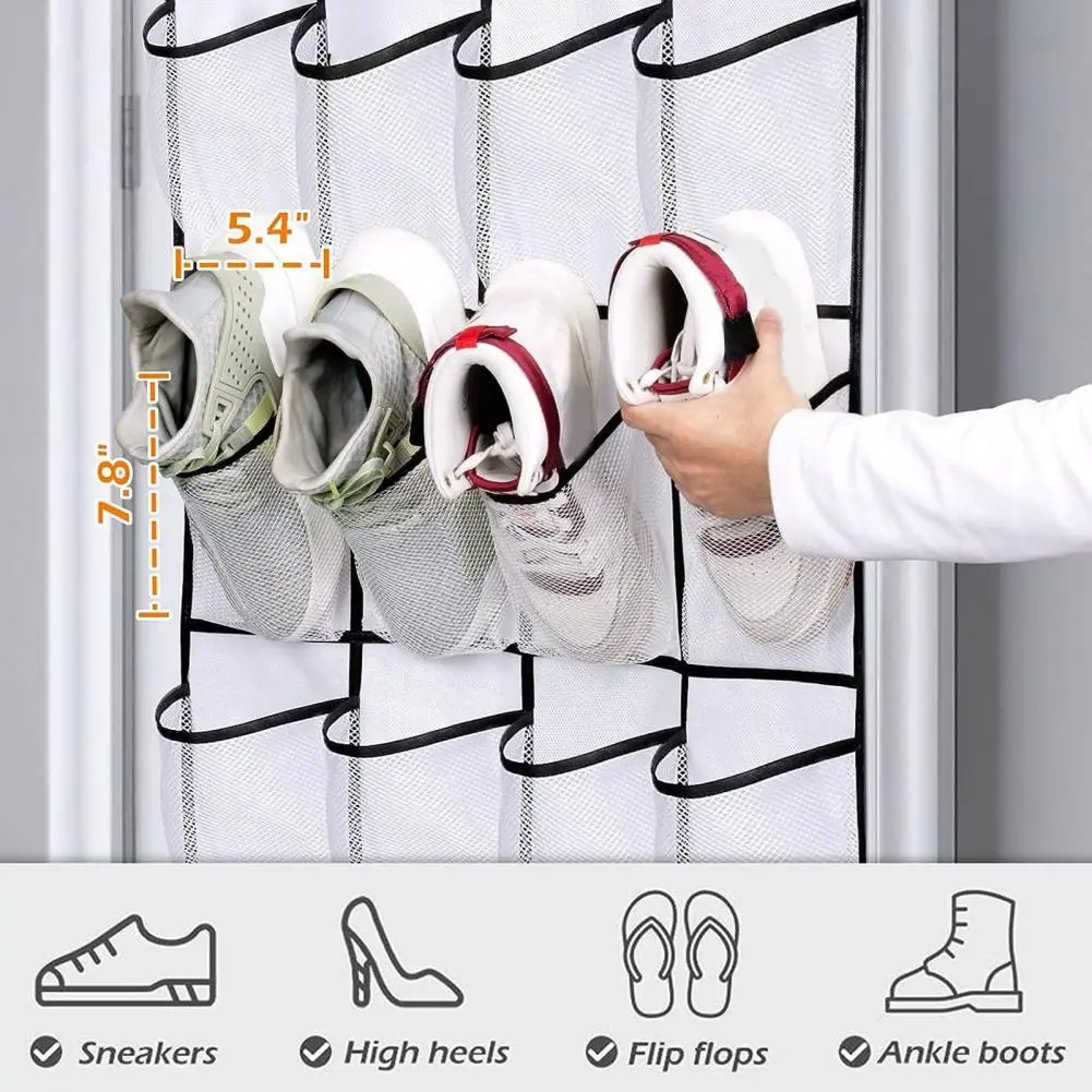 Washable Shoe Rack Multi-layer Shoe Rack Storage Bag with Transparent Grids Hand-washable Organizer for Shoes Oxford for 12/24