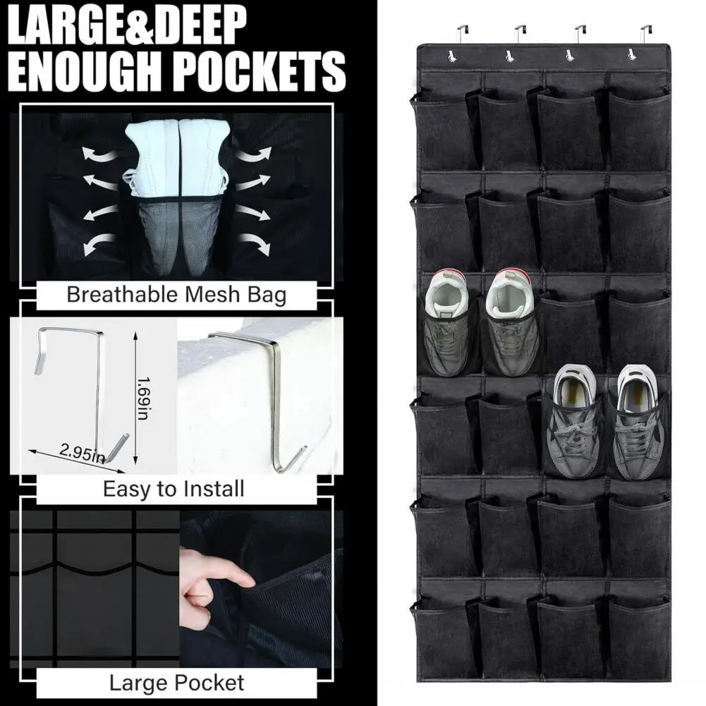 Washable Shoe Rack Multi-layer Shoe Rack Storage Bag with Transparent Grids Hand-washable Organizer for Shoes Oxford for 12/24