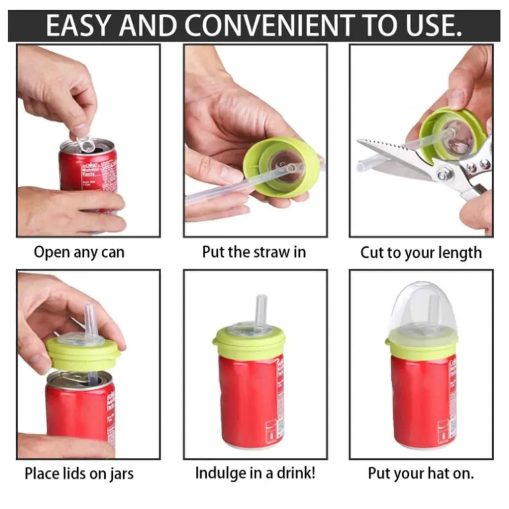 Soda Stopper Leak-proof Reusable Soda Lids with Straw Bpa-free Silicone Covers for Beverage Cans Tight Seal Topper for Pop Cans