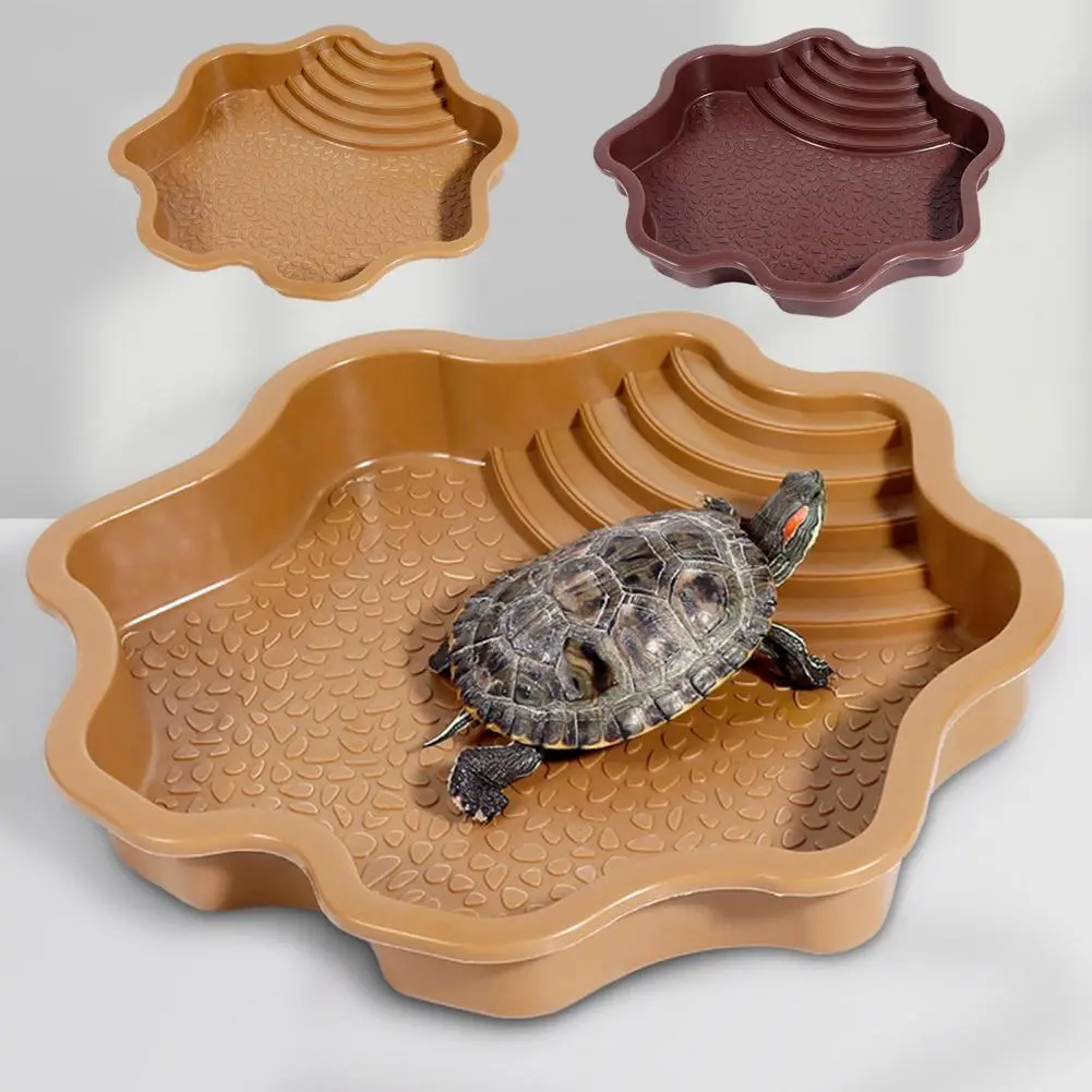 Spacious Turtle Bath Bowl Bathing Pool with Ramp Feeding Dish Water Bowl for Lizard Gecko Snake Turtle Bearded for Healthy