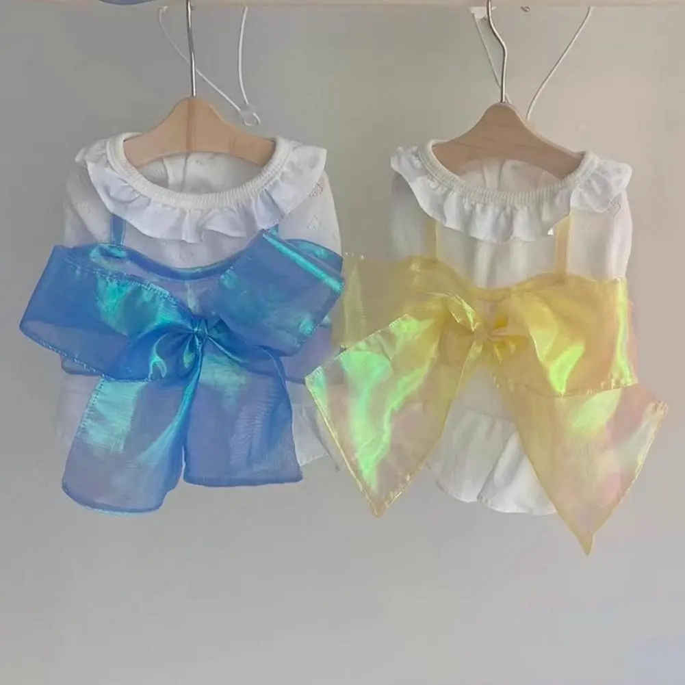 Neck Button Pet Dress Summer Dog Princess Dress with Bow for Small Medium Dogs Cats Pet Outfit Bow Dresses Pet Clothing Dog Cat