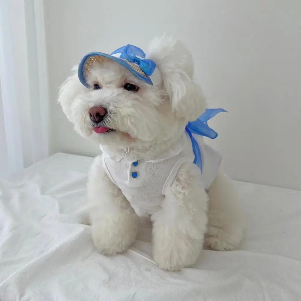 Neck Button Pet Dress Summer Dog Princess Dress with Bow for Small Medium Dogs Cats Pet Outfit Bow Dresses Pet Clothing Dog Cat