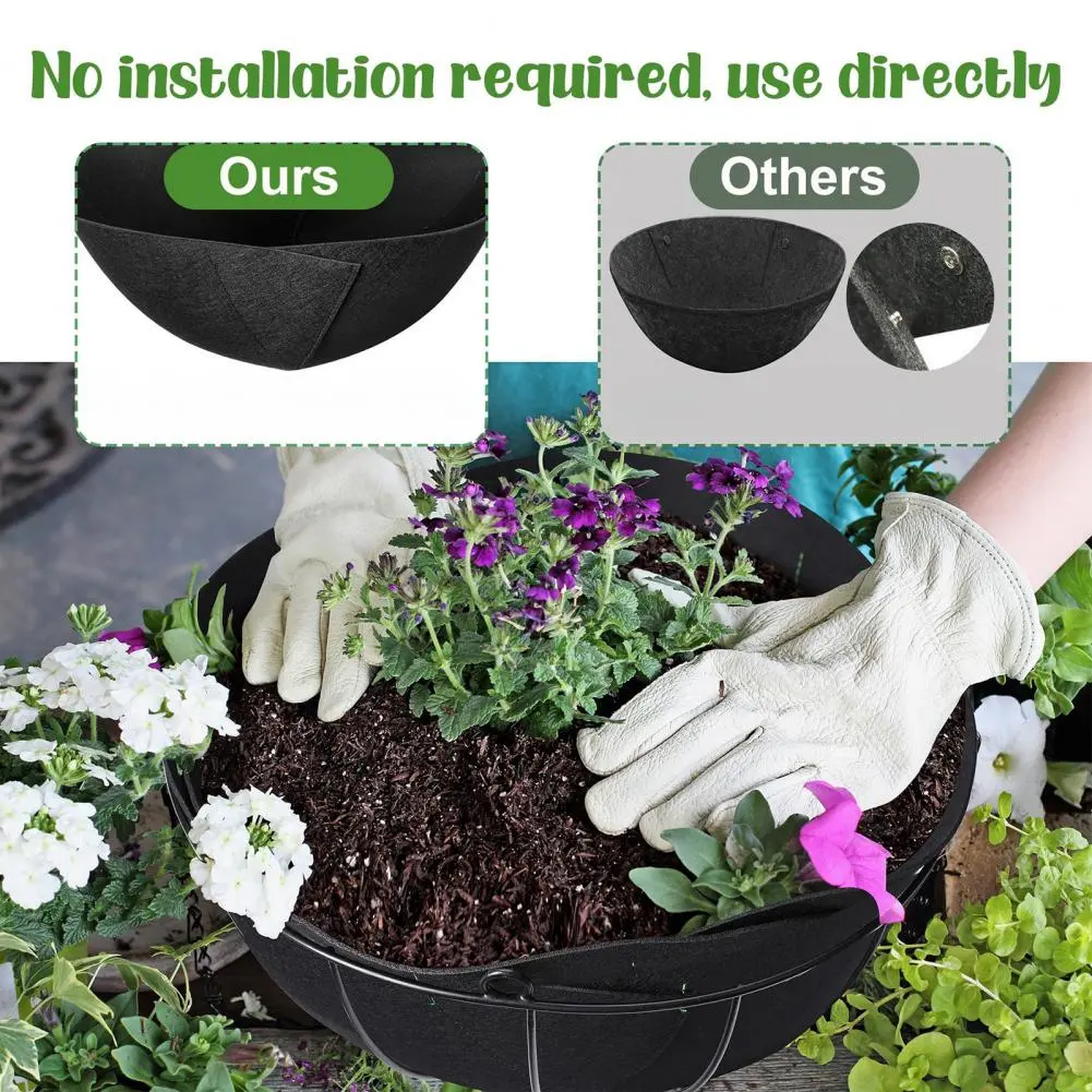 Durable Felt Fabric Planter Insert Felt Flower Pot Liner Replacement for Hanging Baskets Outdoor Plant Basket Insert for Plants