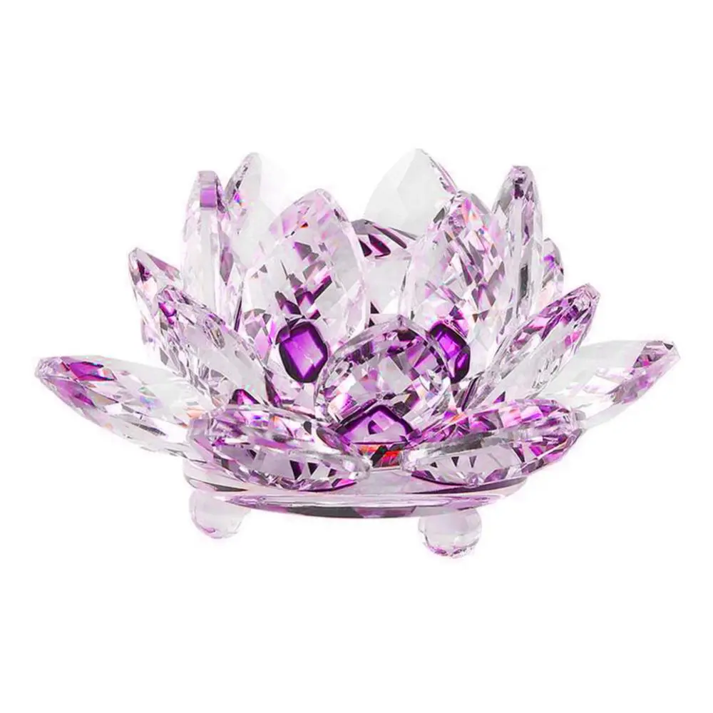 Decor Wedding Artificial Quartz Crystal Lotus Flower Figurine Party Souvenir