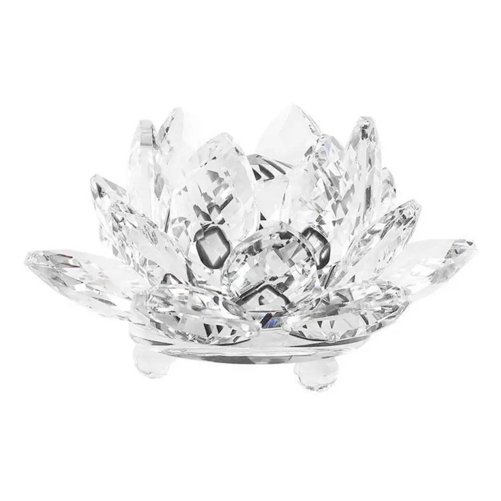 Decor Wedding Artificial Quartz Crystal Lotus Flower Figurine Party Souvenir