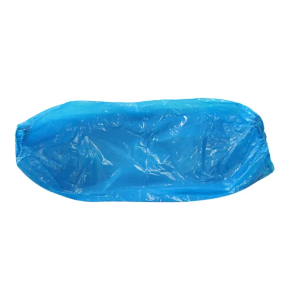 100 Pcs Protective Waterproof Disposable Plastic Arm Sleeves Covers Oversleeves Oil-Proof With Elastic Wrist Kitchen Restaurant