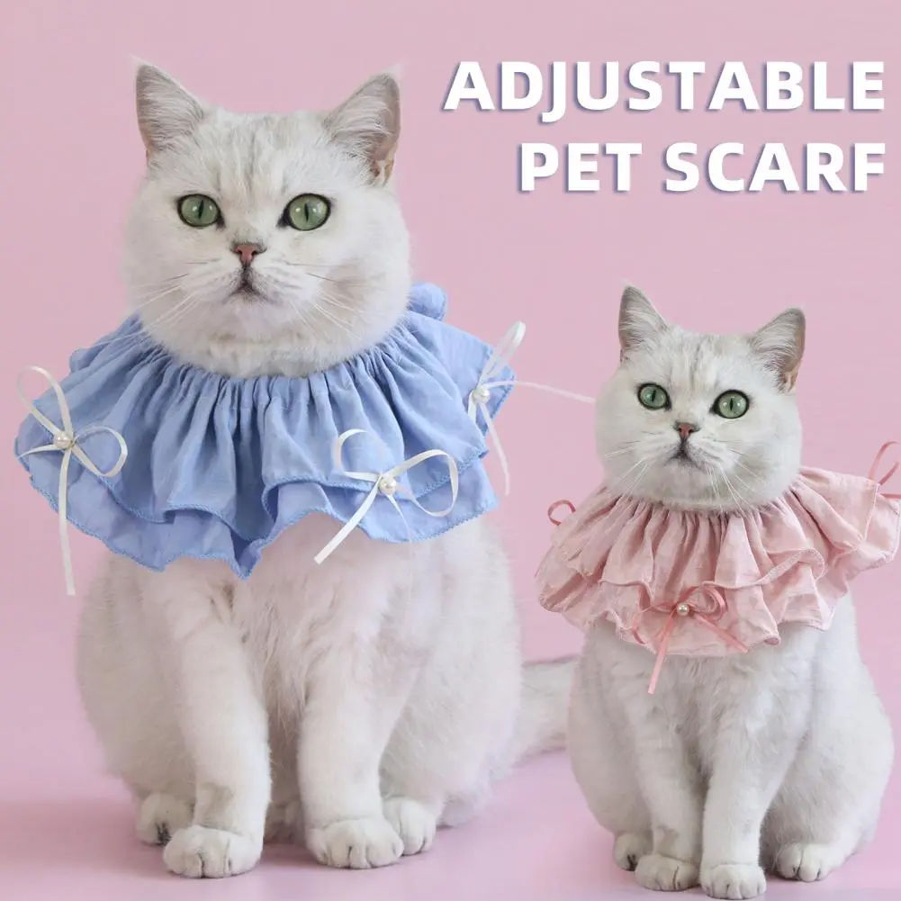 Pet Collar Scarf Pet Bandana Collar with Bow Heart Print Cat Bib Costume for Christmas Party Decoration Princess Cat Dog Scarf