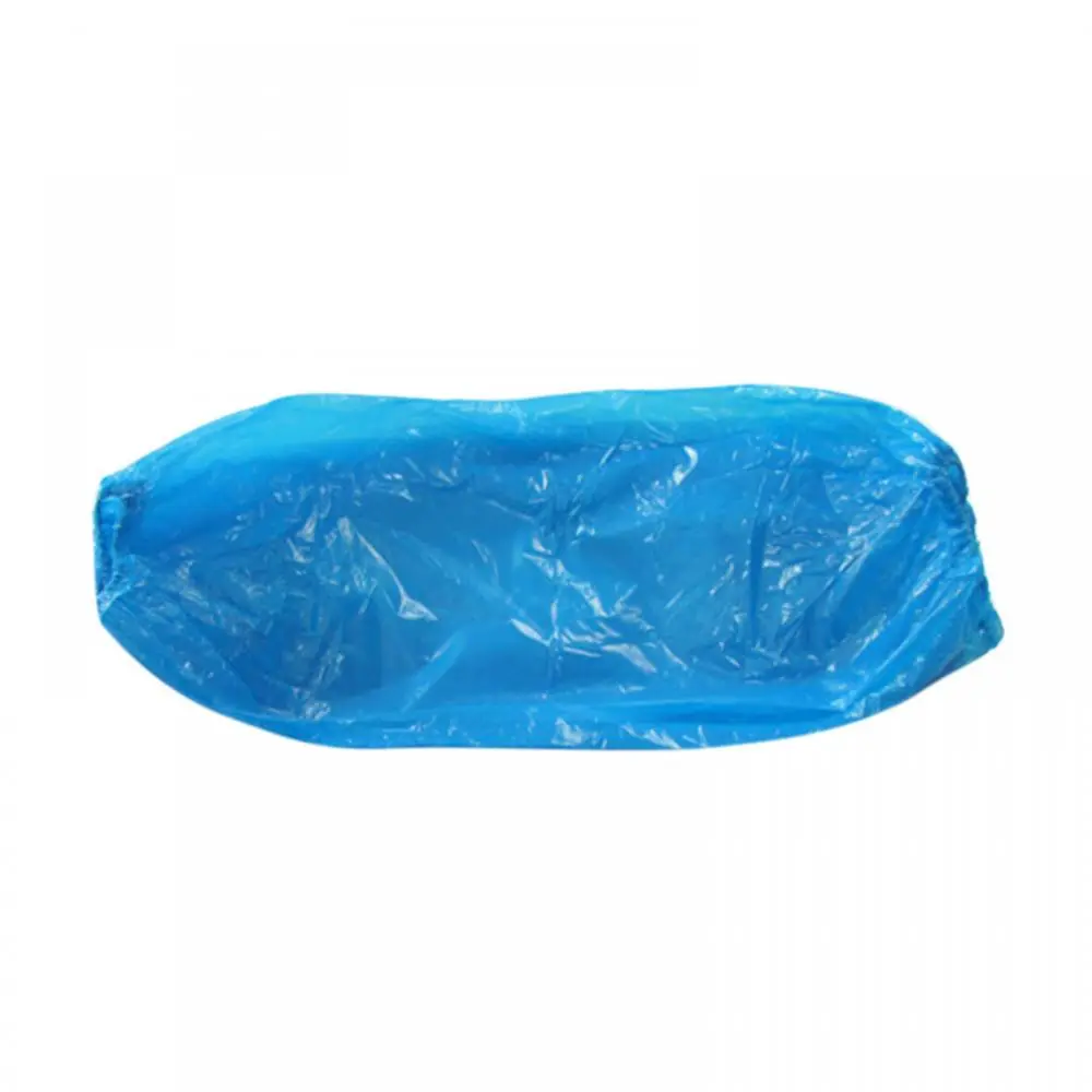 100 Pcs Protective Waterproof Disposable Plastic Arm Sleeves Covers Oversleeves Oil-Proof With Elastic Wrist Kitchen Restaurant