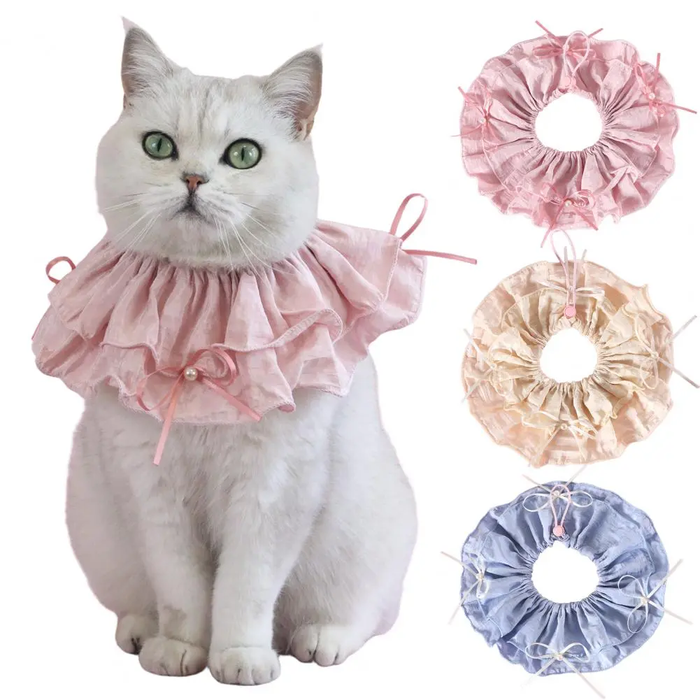 Pet Collar Scarf Pet Bandana Collar with Bow Heart Print Cat Bib Costume for Christmas Party Decoration Princess Cat Dog Scarf