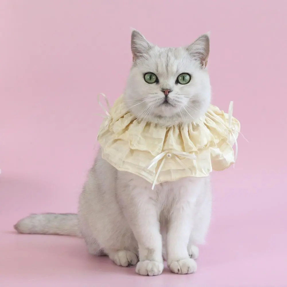 Pet Collar Scarf Pet Bandana Collar with Bow Heart Print Cat Bib Costume for Christmas Party Decoration Princess Cat Dog Scarf