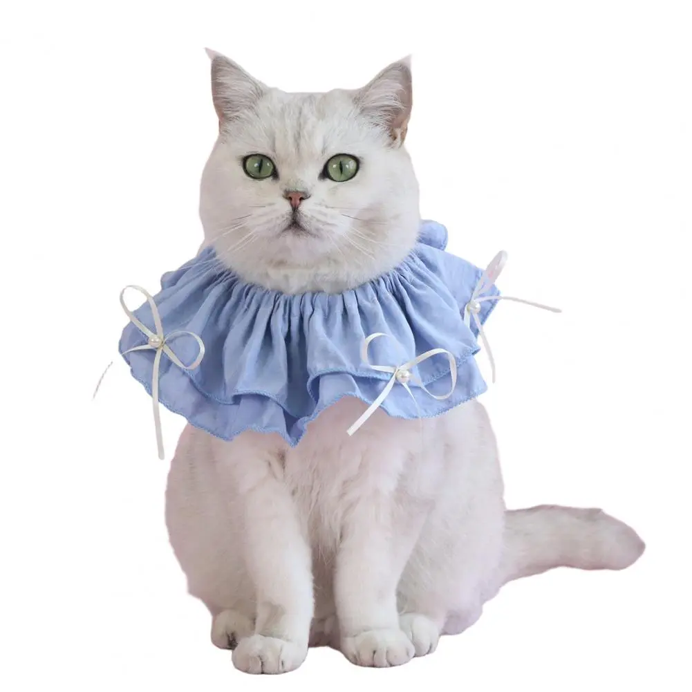 Pet Collar Scarf Pet Bandana Collar with Bow Heart Print Cat Bib Costume for Christmas Party Decoration Princess Cat Dog Scarf
