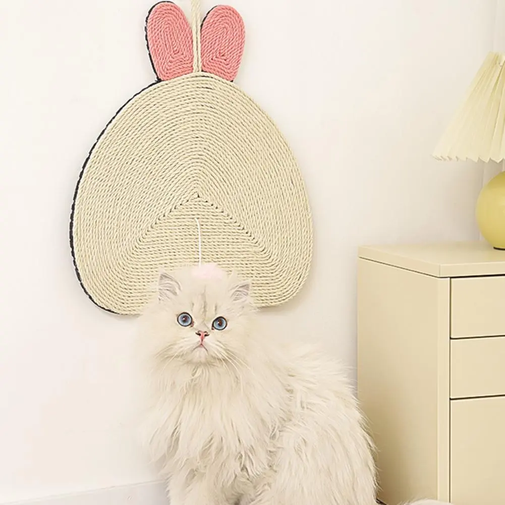 Catnip Cat Scratch Board Cartoon Design Sisal Cat Scratcher Mat with Sticker Tape Wall-mounted Anti-scratching Cat Scratching