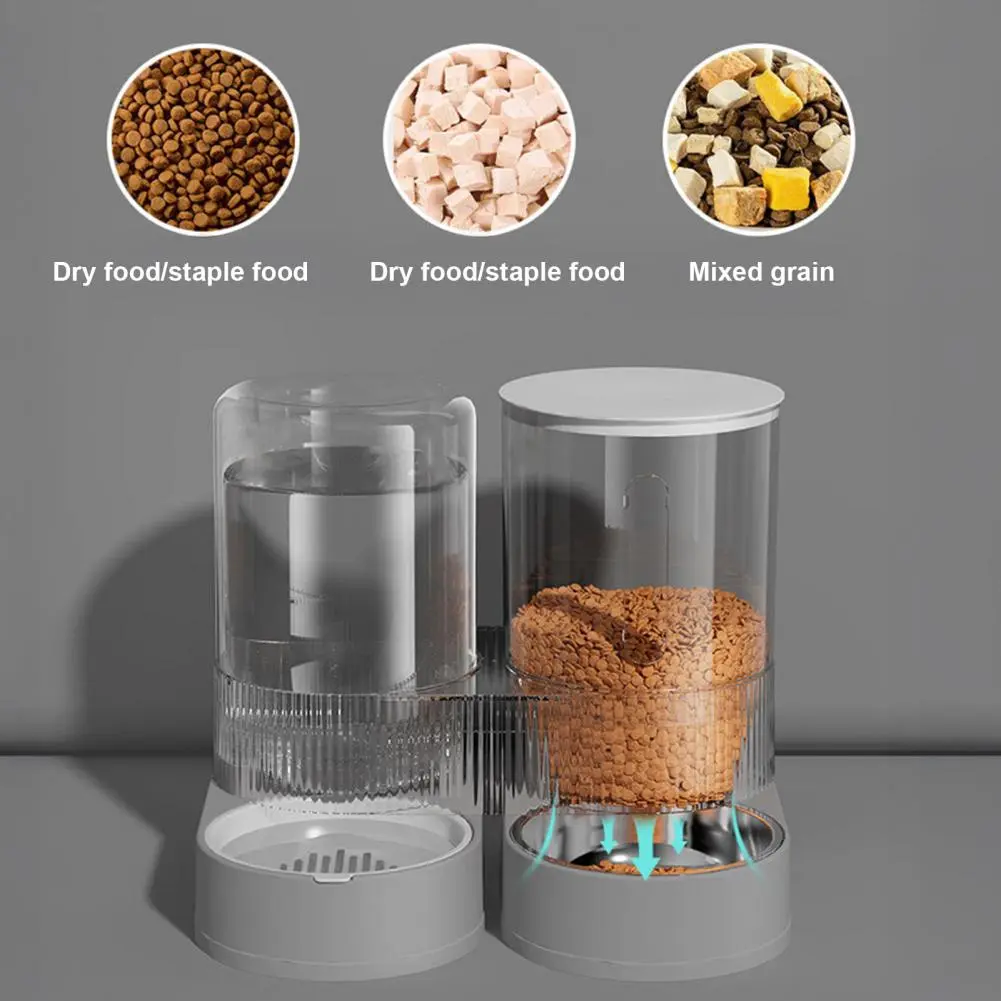 Pet Feeder with Automatic Distributing System Automatic Pet Feeder Water Dispenser Set for Cats Dogs 2.4l for Small for Pets