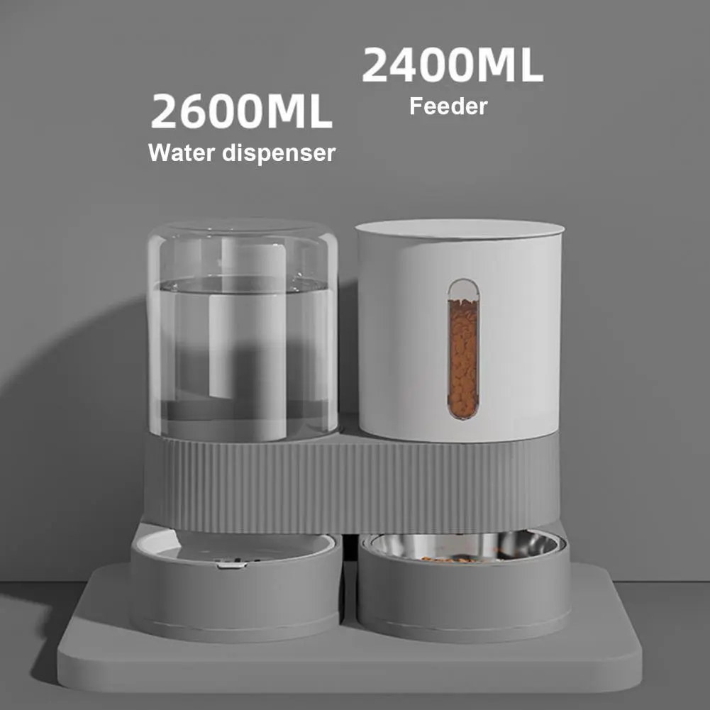 Pet Feeder with Automatic Distributing System Automatic Pet Feeder Water Dispenser Set for Cats Dogs 2.4l for Small for Pets