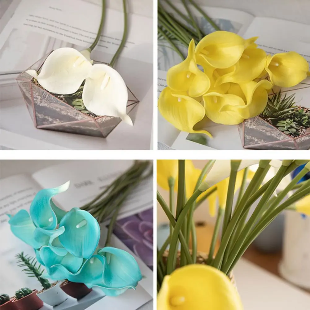 Artificial Calla Lily Realistic Artificial Callalily Branches for Home Office Decor Set of 6 Faux Bloom Plants for Wedding Party