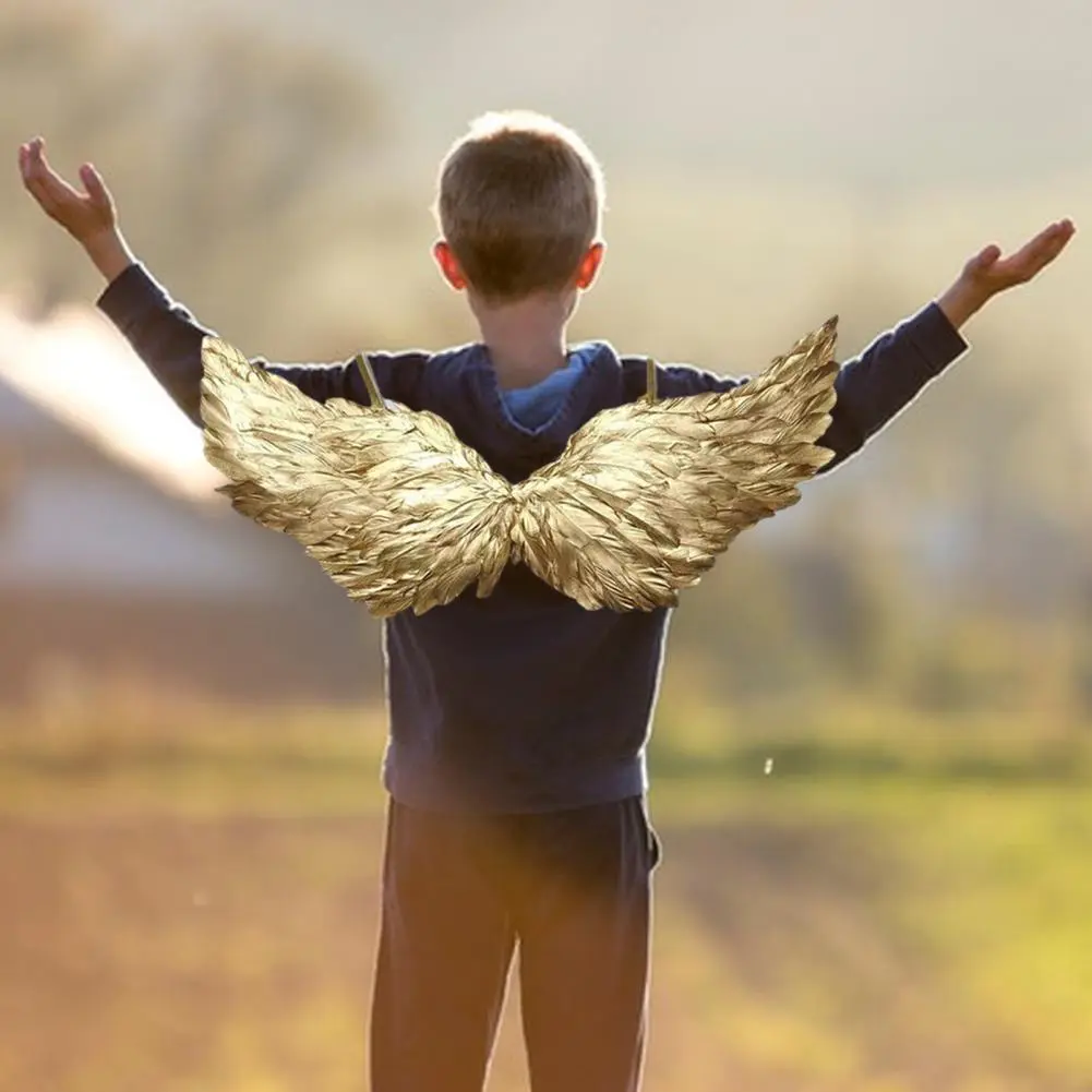 Angel Wing Party Costume Elegant Gold Angel Wings for Adults Children Carnival Masquerade Feather Wings Cosplay for Halloween
