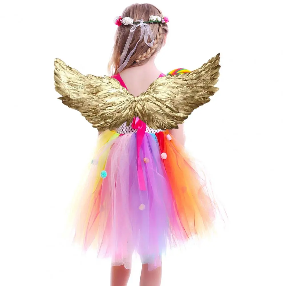 Angel Wing Party Costume Elegant Gold Angel Wings for Adults Children Carnival Masquerade Feather Wings Cosplay for Halloween