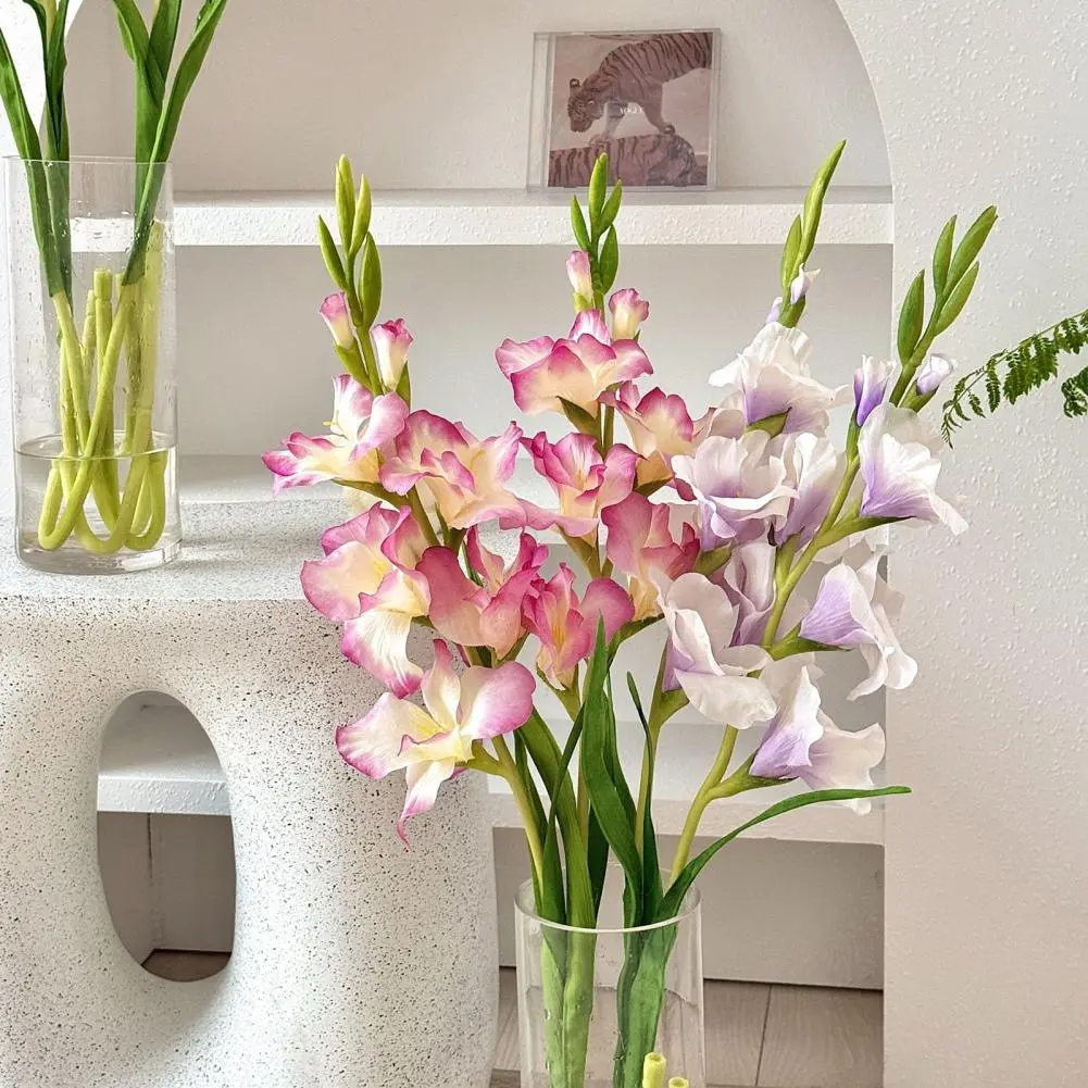 Reusable Simulated Flowers Realistic Artificial Gladiolus Flowers for Home Office Decor Fake Silk Blooms for Wedding Party