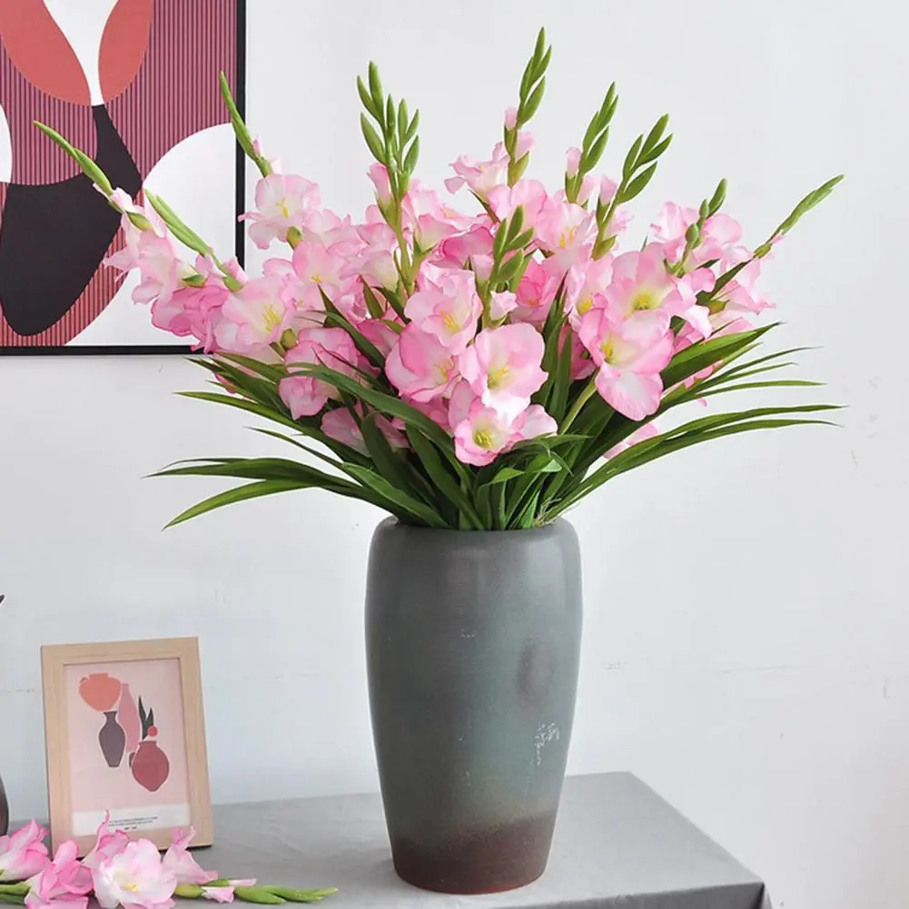 Reusable Simulated Flowers Realistic Artificial Gladiolus Flowers for Home Office Decor Fake Silk Blooms for Wedding Party