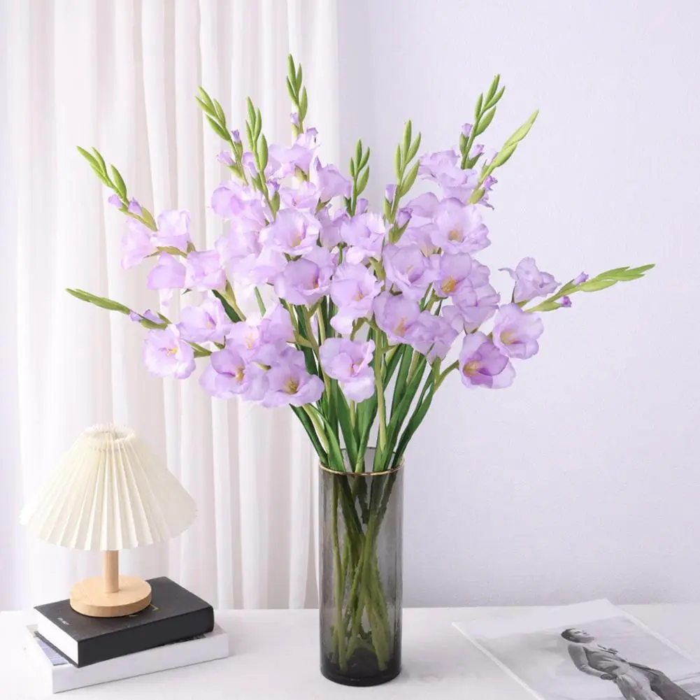Reusable Simulated Flowers Realistic Artificial Gladiolus Flowers for Home Office Decor Fake Silk Blooms for Wedding Party