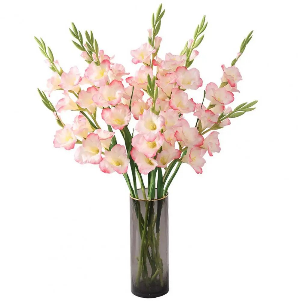 Reusable Simulated Flowers Realistic Artificial Gladiolus Flowers for Home Office Decor Fake Silk Blooms for Wedding Party