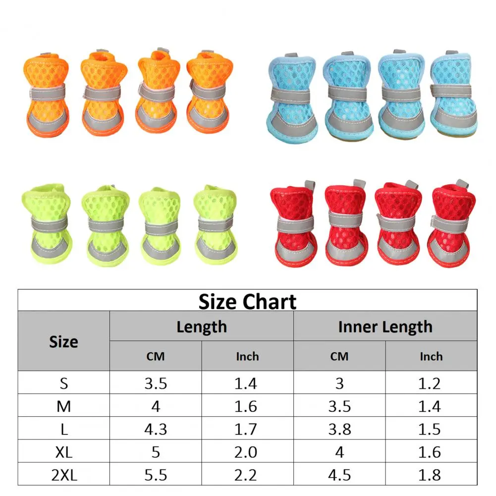 4pc Dog Shoes Non-slip Breathable Wear-resistant Dog Boots Suitable for Small Medium Sized Pets Puppy Protective Footwear