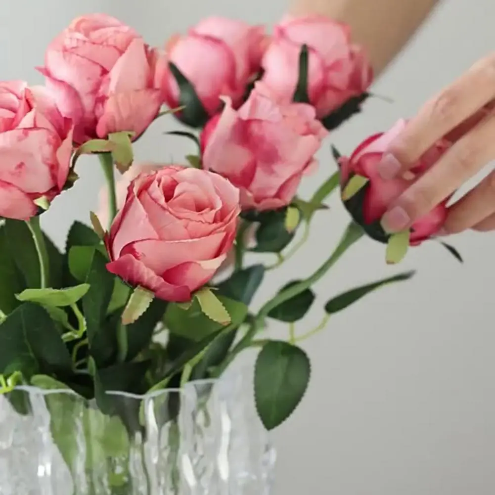 Realistic Fake Roses Realistic Artificial Rose Flowers for Wedding Home Decor Long-lasting Faux Roses with Stems Fake for Home