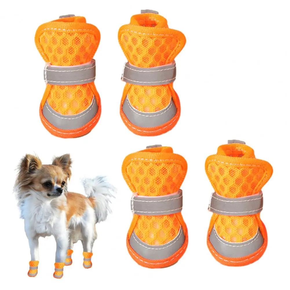 4pc Dog Shoes Non-slip Breathable Wear-resistant Dog Boots Suitable for Small Medium Sized Pets Puppy Protective Footwear