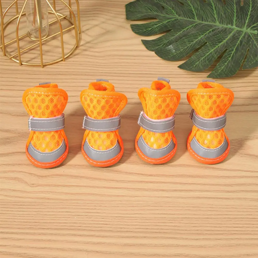 4pc Dog Shoes Non-slip Breathable Wear-resistant Dog Boots Suitable for Small Medium Sized Pets Puppy Protective Footwear