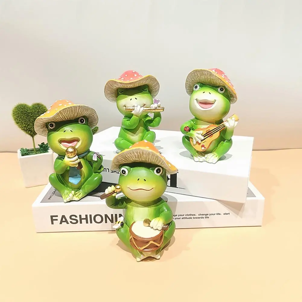 Vivid Frog Garden Accent Resin Frog Garden Sculpture Music Band Figurine for Outdoor Pond Decoration Farm Balcony for Garden