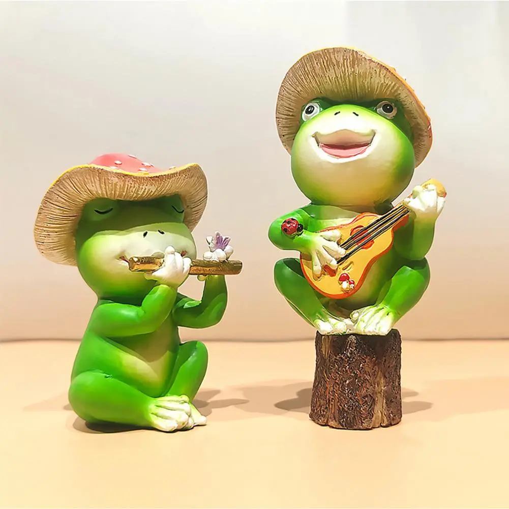 Vivid Frog Garden Accent Resin Frog Garden Sculpture Music Band Figurine for Outdoor Pond Decoration Farm Balcony for Garden