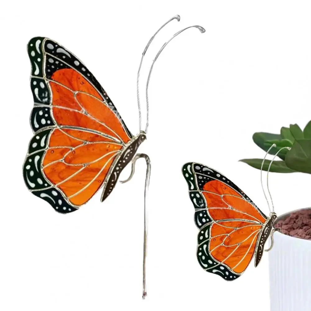 Nature-inspired Home Decor Butterfly Sun Catcher Garden Decor Set Flowerpot Insert Stained Plant Stake for Outdoor for Gardens