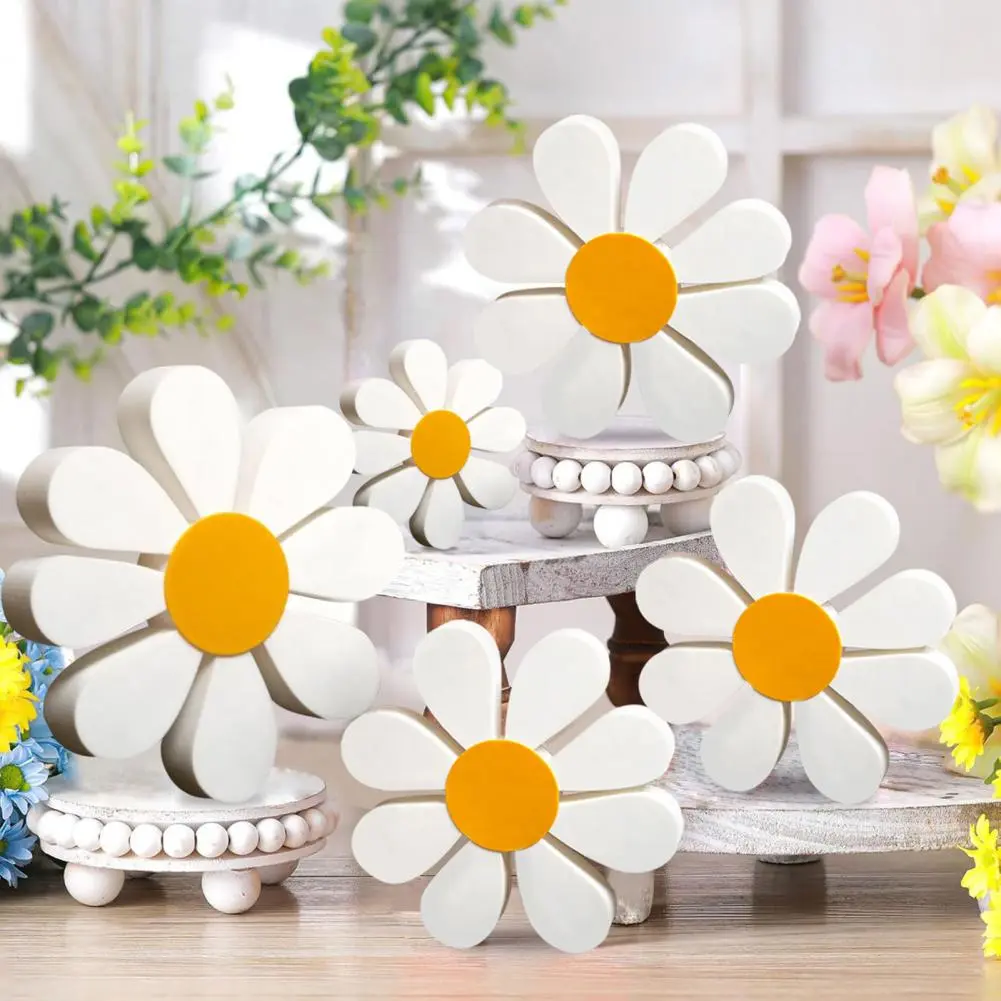 Floral-themed Home Decor Rustic Wooden Floral Table Centerpiece Set for Home Office Decor Farmhouse Style 3d Flower Ornaments
