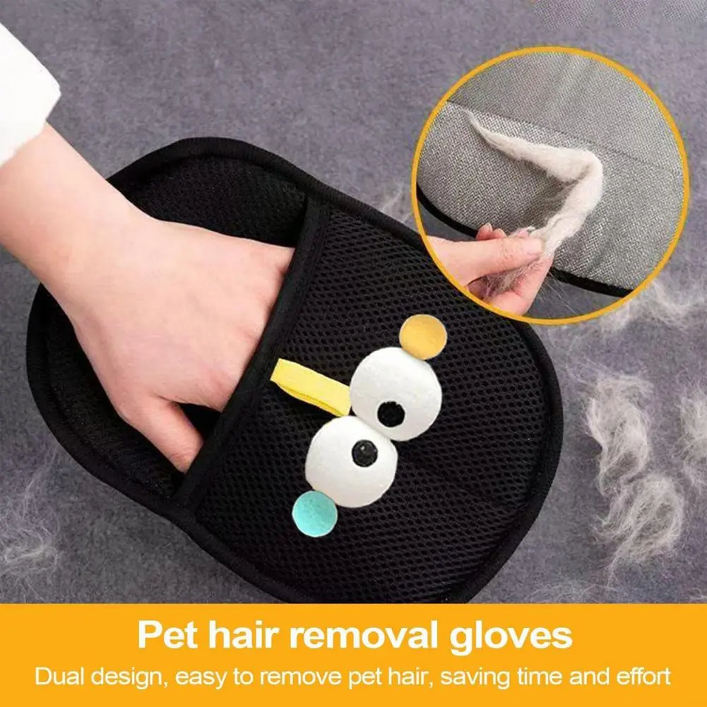 Flexible Pet Hair Removal Tool Pet Hair Remover Gloves Cartoon Design Electrostatic Grooming Glove for Cats Dogs for Couch