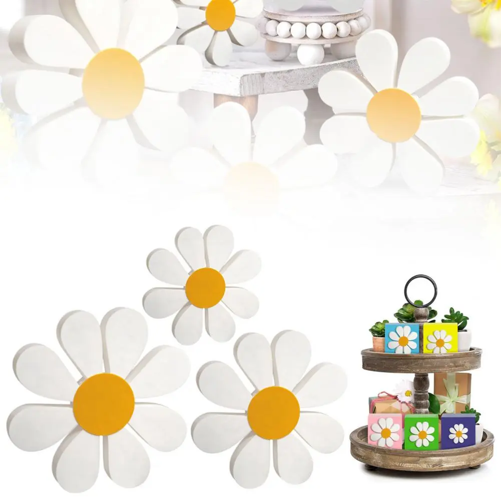 Floral-themed Home Decor Rustic Wooden Floral Table Centerpiece Set for Home Office Decor Farmhouse Style 3d Flower Ornaments
