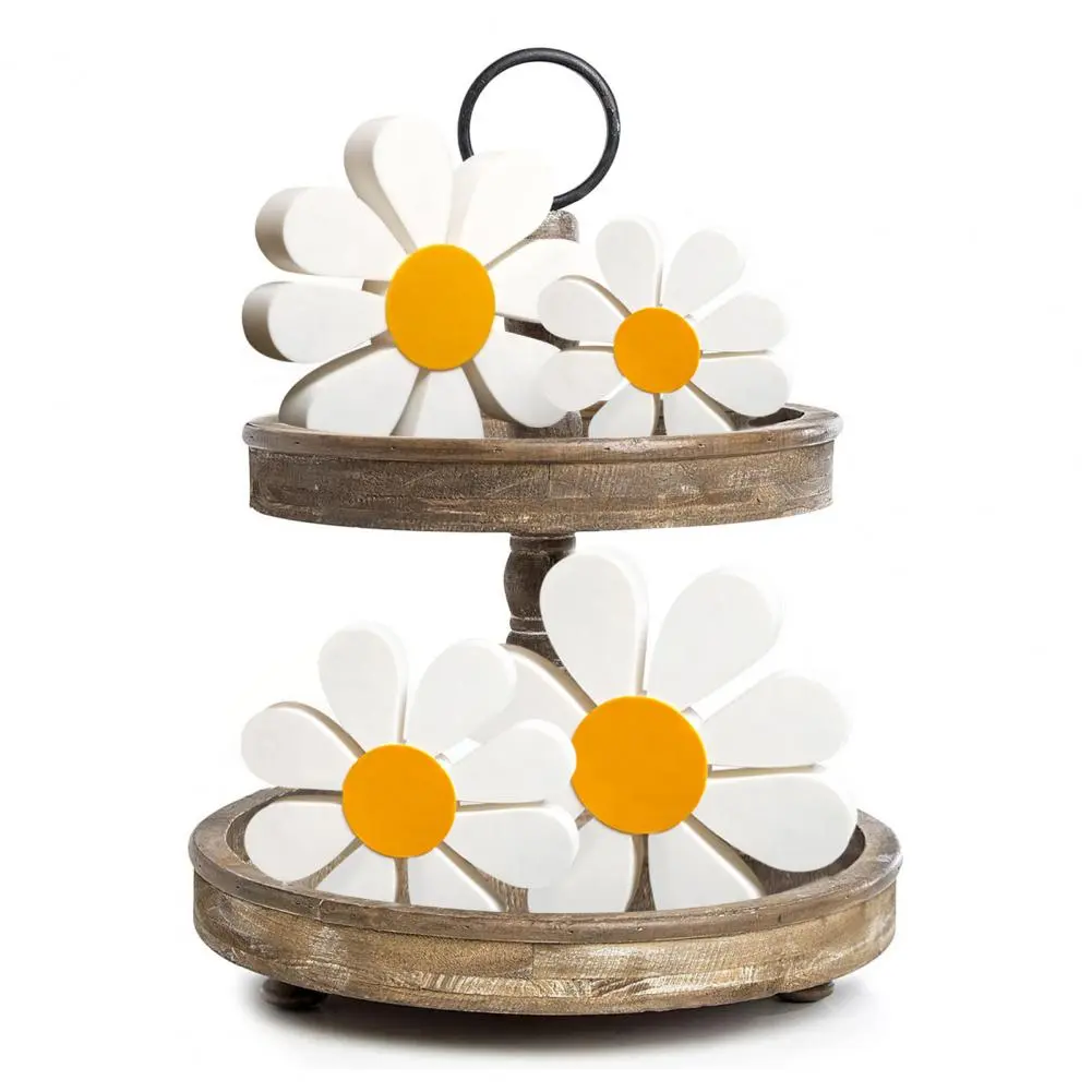 Floral-themed Home Decor Rustic Wooden Floral Table Centerpiece Set for Home Office Decor Farmhouse Style 3d Flower Ornaments