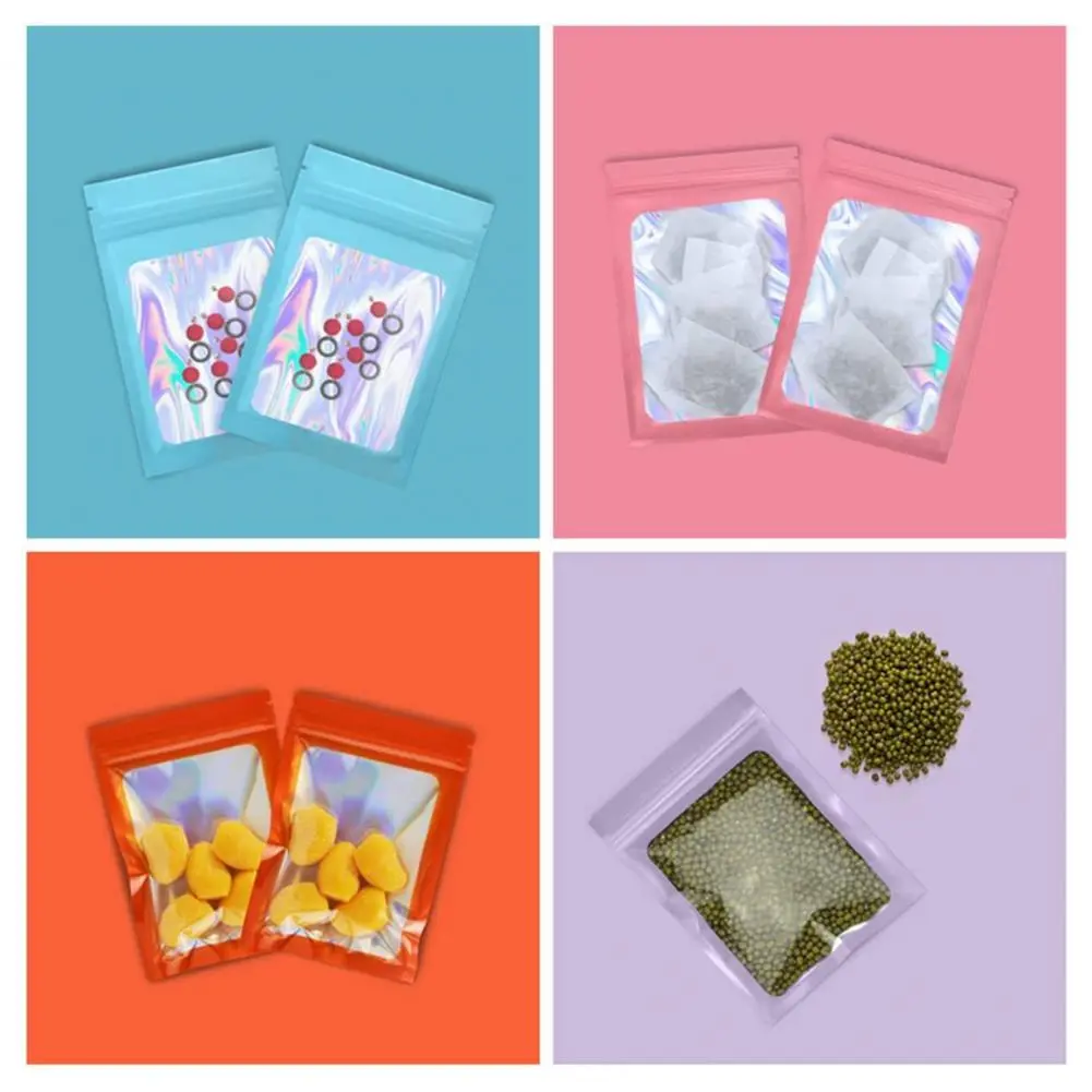 Storage Organizers 100pcs Resealable Foil Pouch Bags with Window Self-sealing Zip Bags for Odor-free Packaging Resealable Bags