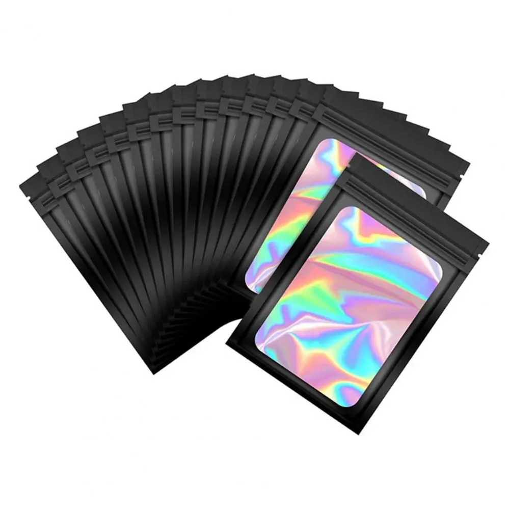 Storage Organizers 100pcs Resealable Foil Pouch Bags with Window Self-sealing Zip Bags for Odor-free Packaging Resealable Bags