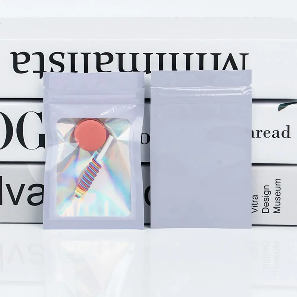 Storage Organizers 100pcs Resealable Foil Pouch Bags with Window Self-sealing Zip Bags for Odor-free Packaging Resealable Bags