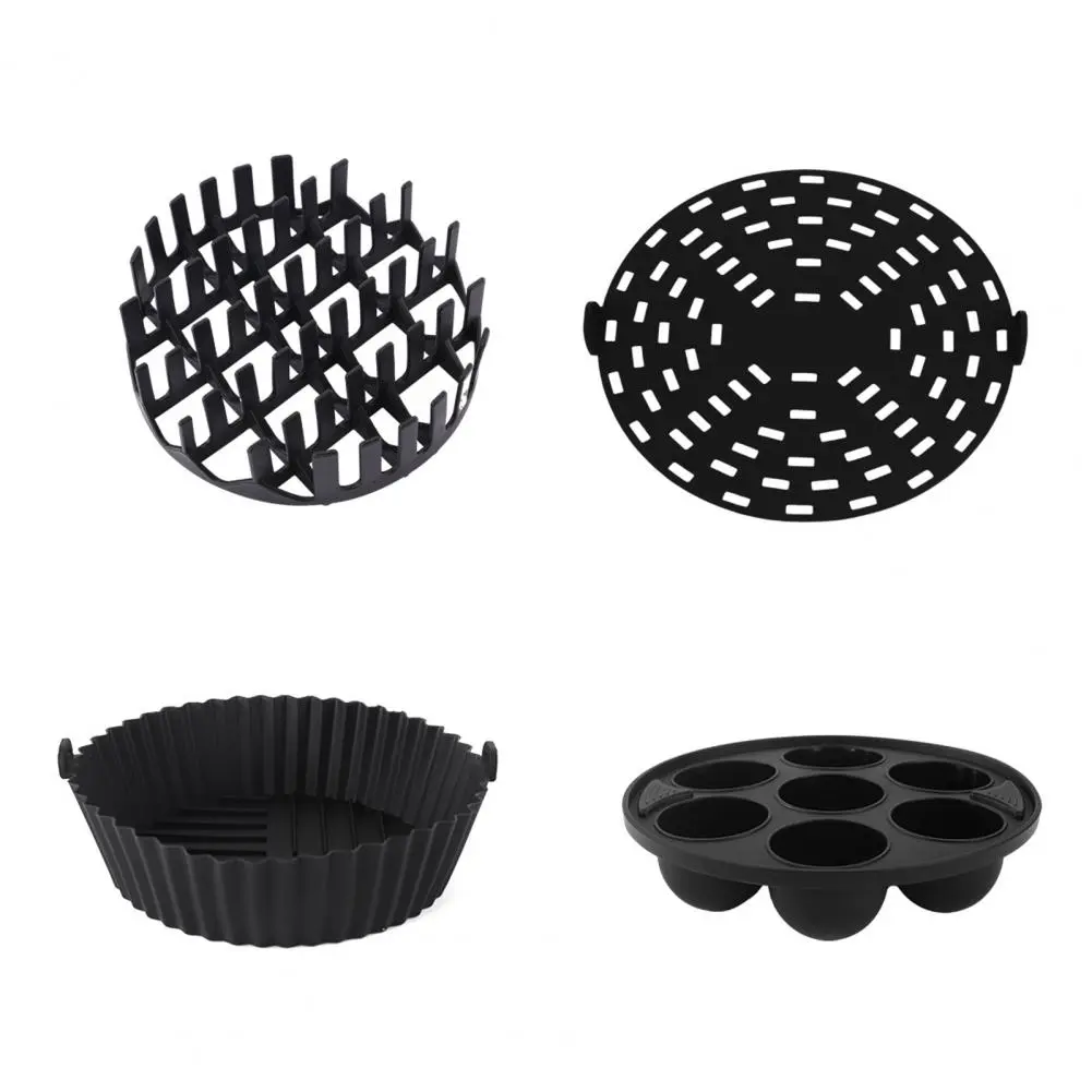 Square Air Fryer Silicone Set Silicone Air Fryer Baking Tray Set with Hot Dog Rack Cake Mold Gift for Cooking Enthusiasts