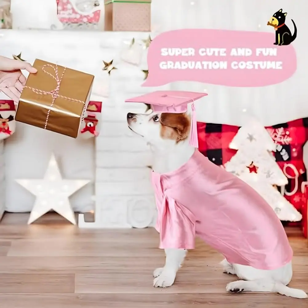 Machine-washable Pet Graduation Gown Pet Graduation Costume Set for Dogs Cats 2025 Cap Gown with Tassel for Graduation for Pets