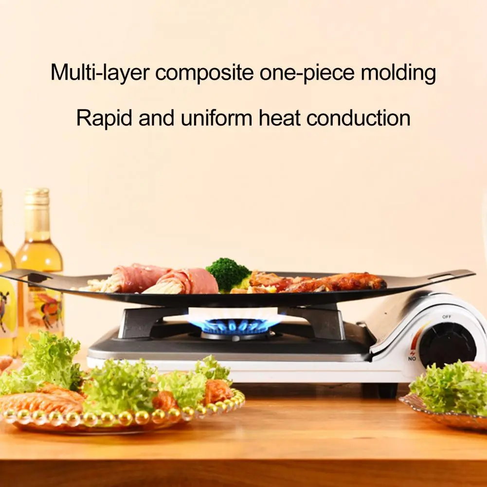 Induction Cooker Bbq Tray Non-stick Lightweight Round Grill Pan for Baking Grilling Bbq Multi-function Camping Tray with Stone