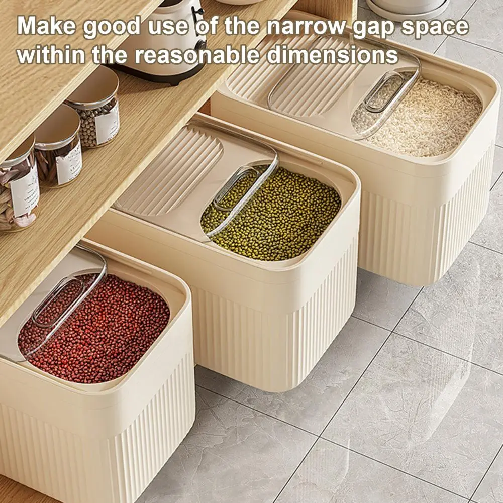Locking Design Pet Food Container Capacity Rice Bucket with Measuring Cup Transparent Cover Food Grade Plastic Sealed for Long