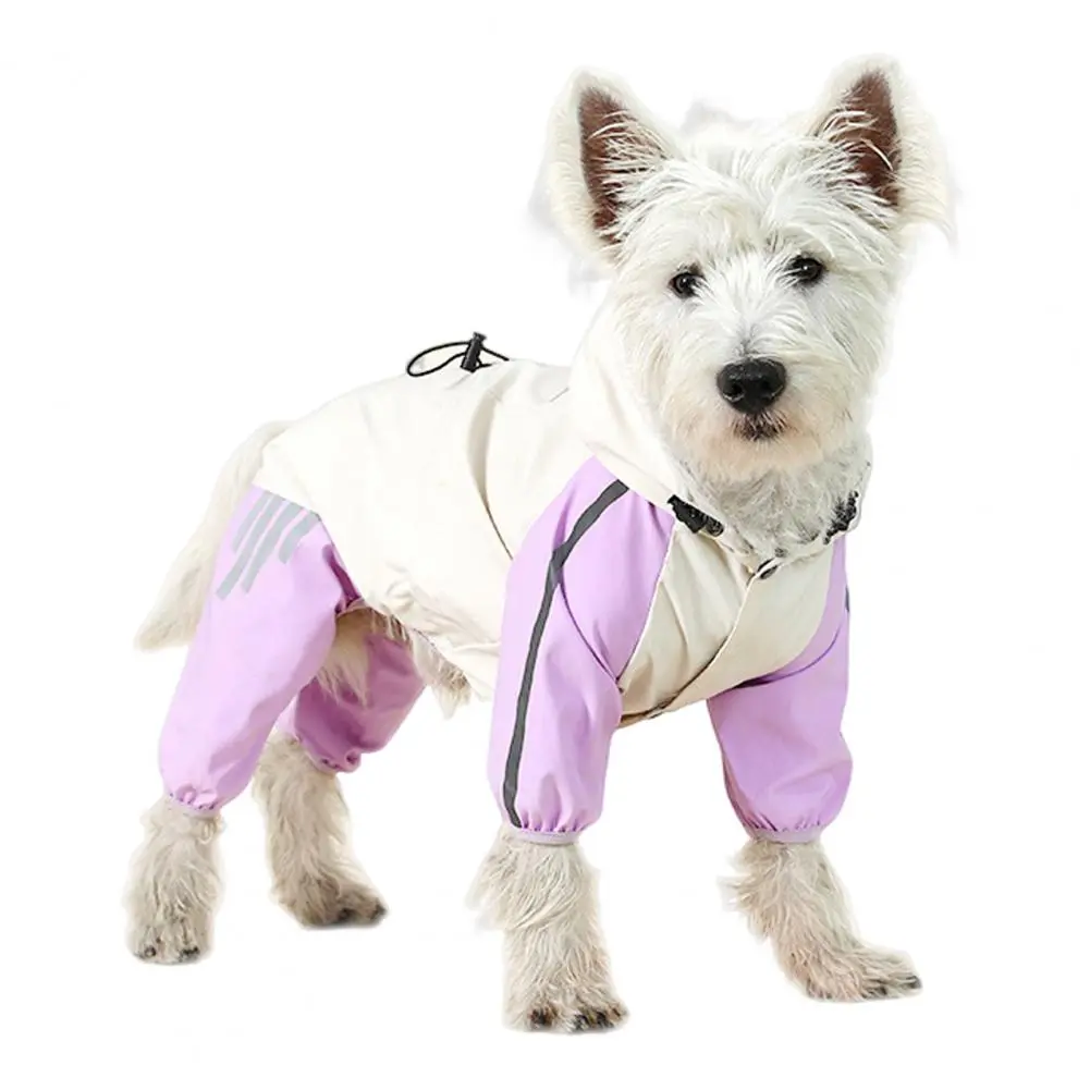 Full Body Cover Dog Raincoat Waterproof Hooded Dog Raincoat with Reflective Strips for Small Medium Dogs Pet Poncho for Small